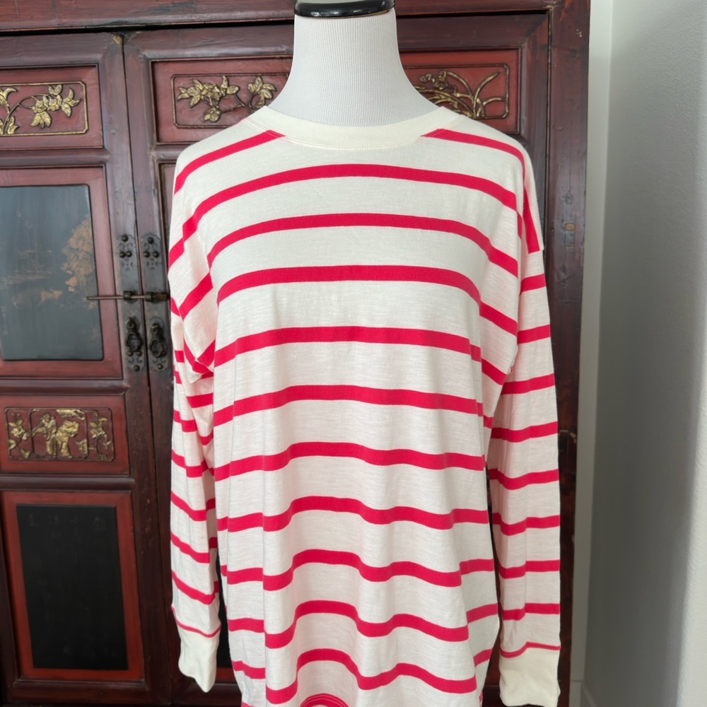 J. Crew Cream and Red Striped Top